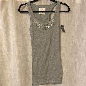 Abercrombie & Fitch Gray Tank Top with Jeweled Neckline